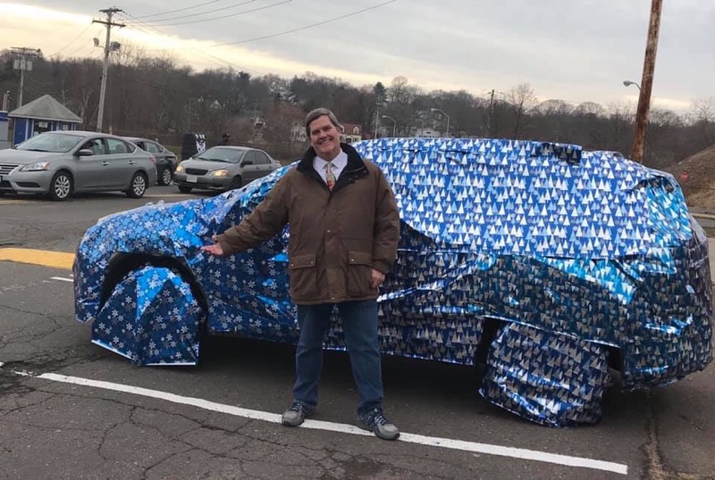 Mr. Dandelske left work on Dec. 20 to find his car completely wrapped. It didnt take him long to figure out the culprits.