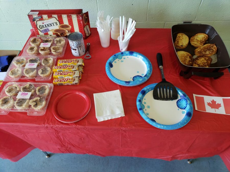 A spread of food offered at the International Clubs recent Canada meeting.