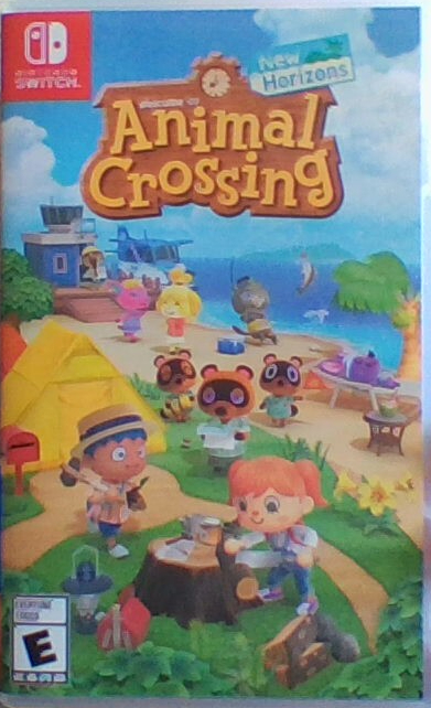 The front of the case that holds Animal Crossing: New Horizons shows just some of the many colorful and diverse characters featured in the game.