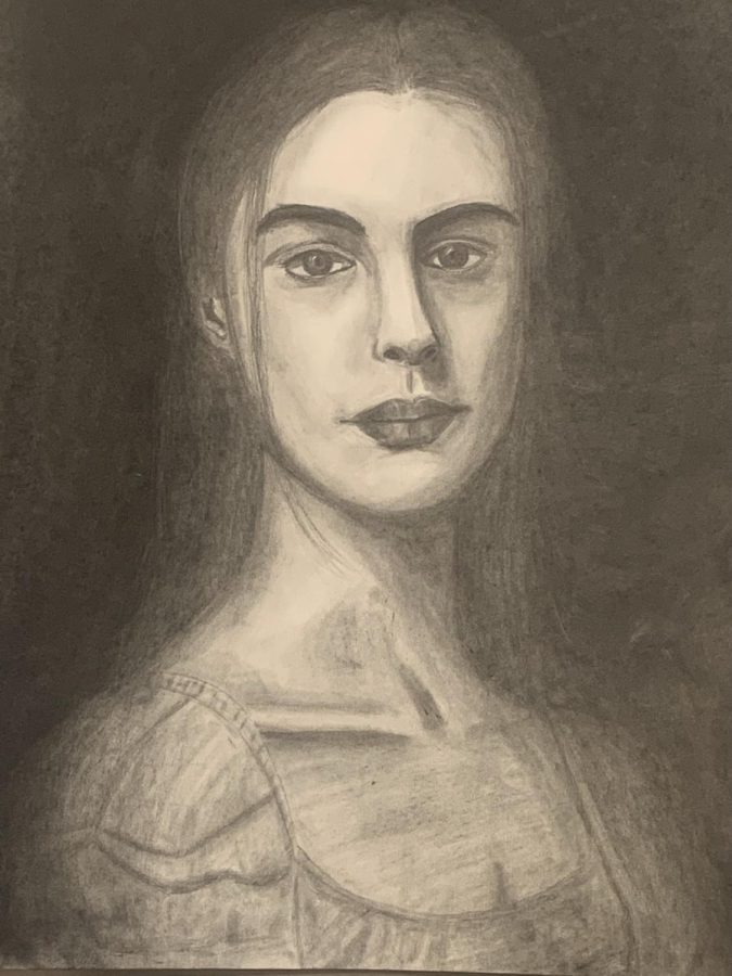 Victorian Woman Pencil Drawing