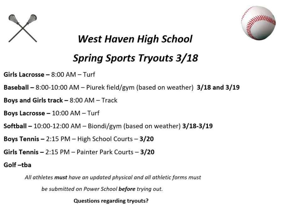 spring sports tryout dates