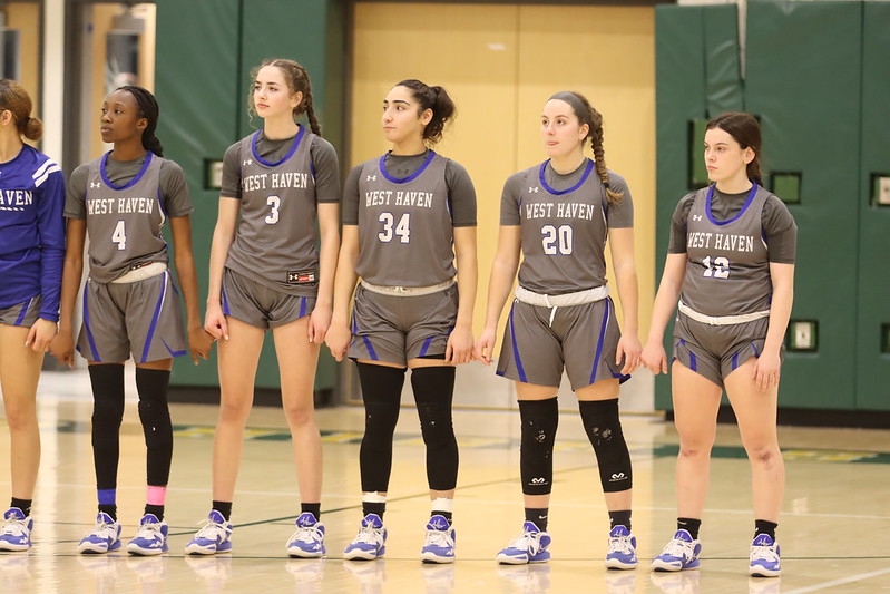 West+Haven+Girls+Basketball+starting+five+before+their+game+against+Enfield+last+season.